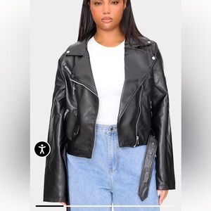 PrettyLittleThing Women's Black Faux Leather Jacket